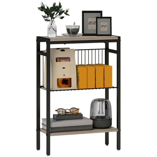 Three Shelf Industrial Side Table, Grey-0