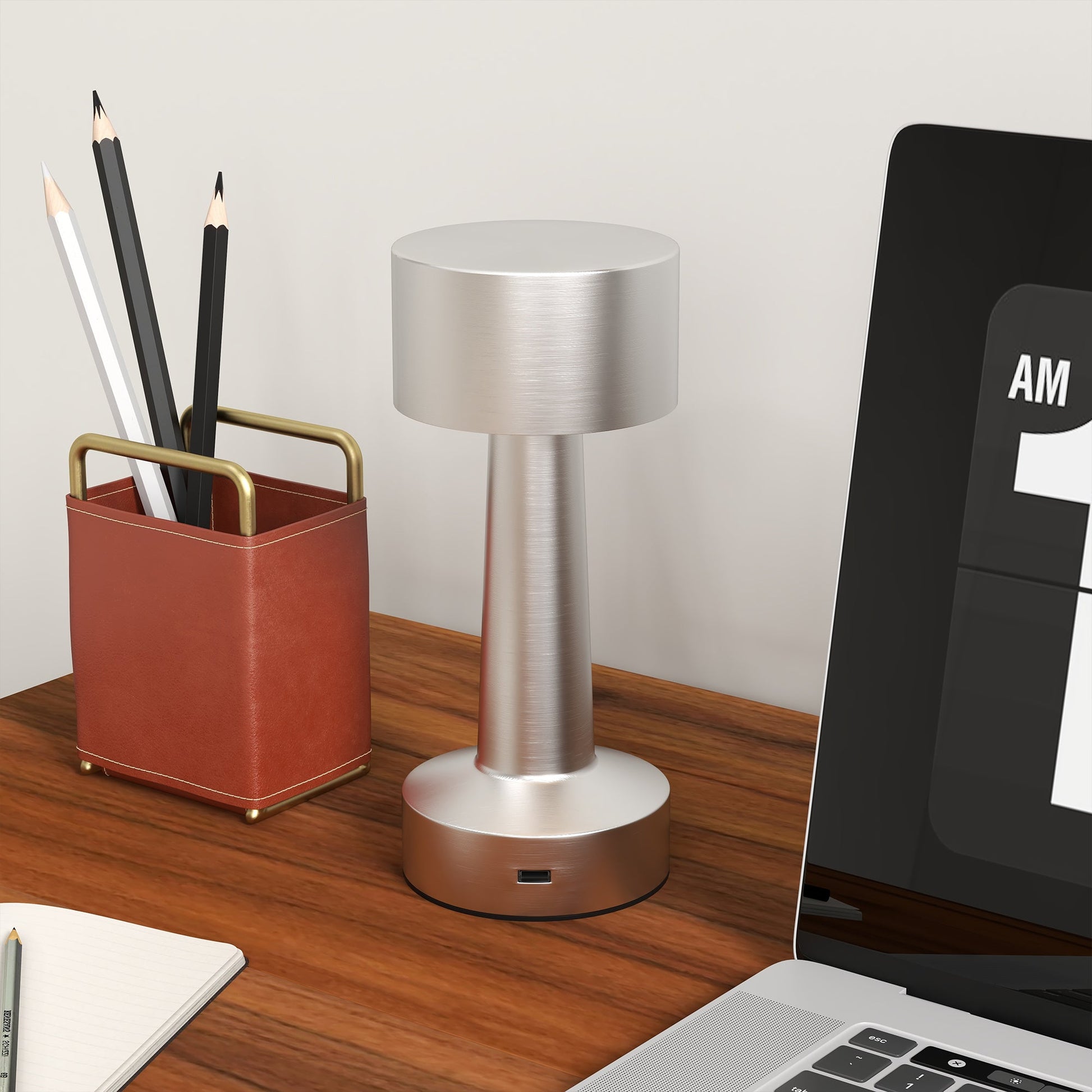 Cordless Table Lamp, Touch LED Desk Lamp with Rechargeable Battery, 3 Colour, for Bedroom Living Room, Silver-1